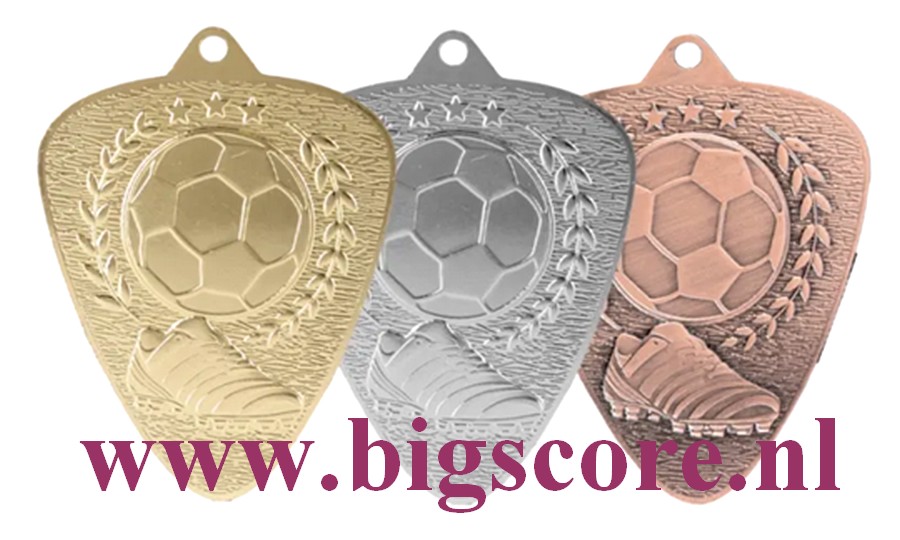 Voetbal Medaille M766 goud-zilver-brons Ø 60 mm compleet